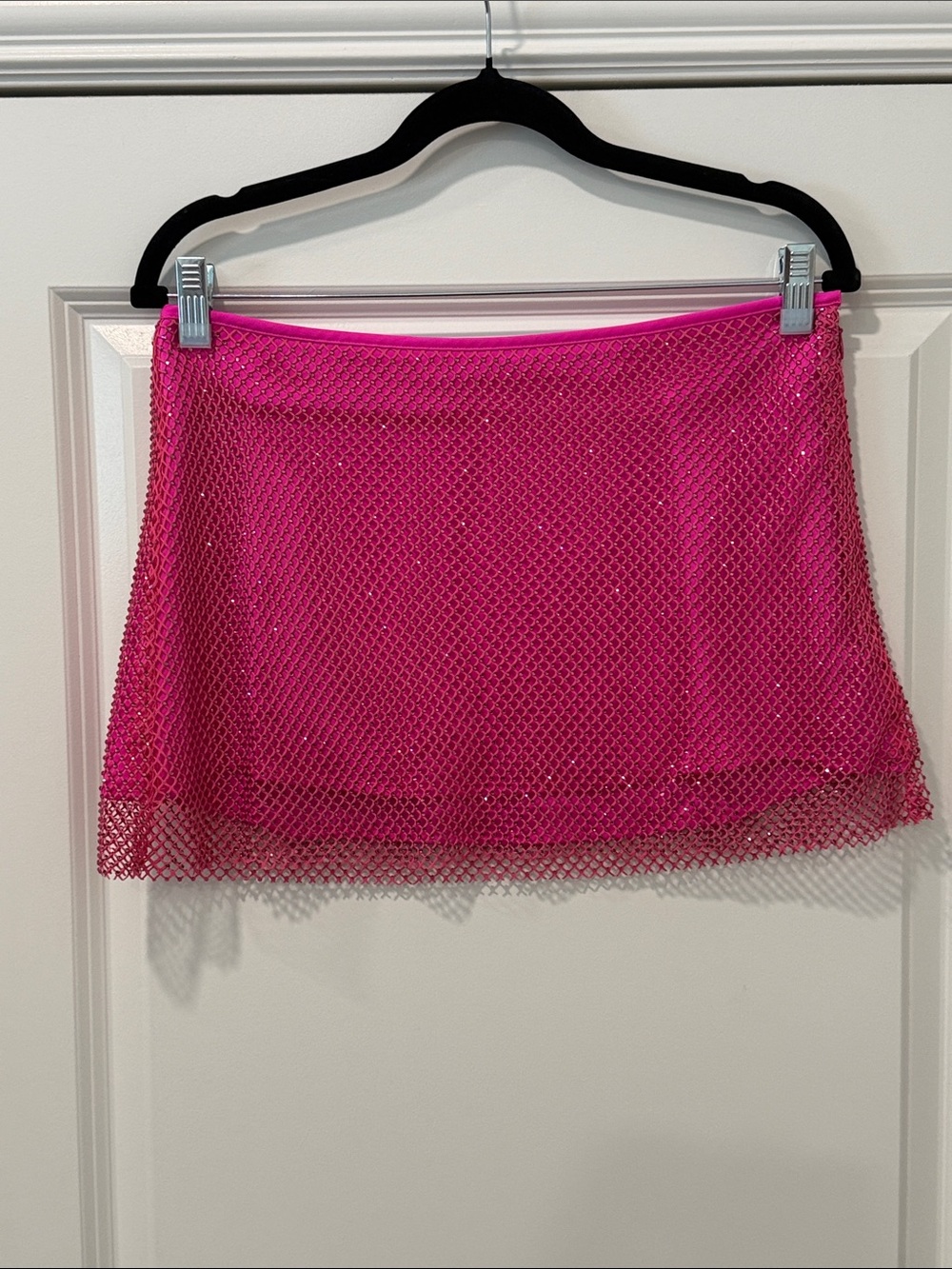 Amanda Uprichard Hot Pink Mesh Rhinestone Mini Skirt Size Medium NWT